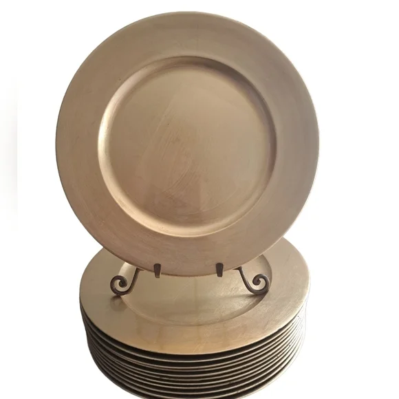 BOWRING tradition gold charger plates lacquered 13" round wedding holiday 12 - Picture 3 of 15